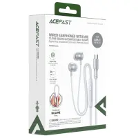 Hands Free Silicon Acefast L8 Earphones Stereo USB-C Grey 1.2m with HD Mic Compatible with All USB-C Devices