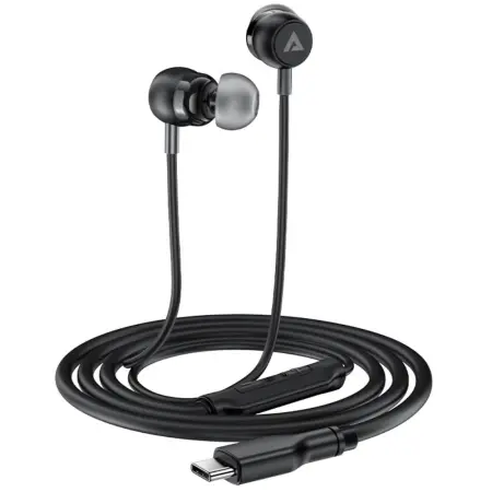 Hands Free Silicon Acefast L8 Earphones Stereo USB-C Black 1.2m with HD Mic Compatible with All USB-C Devices