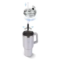 Stainless Steel & Plastic Thermos Cup 1.2L HUGE Lamart LT4086 White Grey