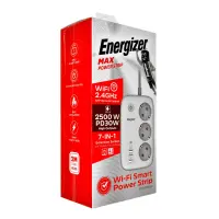 Desktop Charger Energizer EPB2500W02EU 2500W 10A Max with 3xSuko Sockets+USB-C+3xUSB-A Switch and WiFi Control 2m White