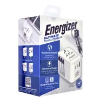 International Adapter Charger Energizer ETC450 US/AU UK EU with 1xUSB-A 30W 2xUSB-C 45W/12W GaN White