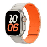 Watchband Hoco WA39 Flex Series 44/45/46/49mm Silicon Strap For Apple Watch series 1/2/3/4/5/6/7/8/9/se/ultra1/ultra2 Starlight with Orange