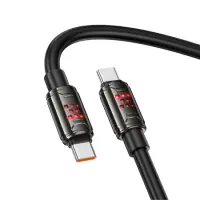 Cable Hoco U143 Joy USB-C to USB-C 240W PD3.1 Fast Charge 5A with Zinc Alloy Connectors RGB Lighting and Anti-bending Cable Black 1.2m