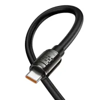 Cable Hoco U143 Joy USB-C to USB-C 240W PD3.1 Fast Charge 5A with Zinc Alloy Connectors RGB Lighting and Anti-bending Cable Black 1.2m