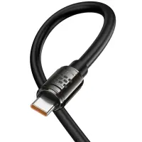 Cable Hoco U143 Joy USB-A  to USB-C Fast Charging 5A with Zinc Alloy Connectors RGB Lighting and Thick PVC Anti-bending Cable Black 1.2m