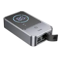 Power Bank Hoco QS7 Source10000mAh PD18W QC with 2xUSB-A and 1xUSB-C Ports LED Battery Display and Emergency Car Battery Attachment 800A Silver