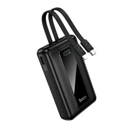Power Bank Hoco J162A 20000mAh PD20W+22.5W QC Input USB-C and Output USB Integrated Cables USB-C+Lighting and LED Display Black