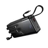 Power Bank Hoco J156A Founder 20000mAh PD20W+22.5W QC Input USB+USB-C Integrated Cables USB-C+USB+Lighting+Micro and LED Battery Display Black