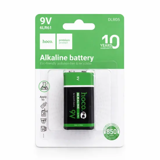 Battery Power Alkaline Hoco. DLR05 6LR61 size 9V Psc. 1