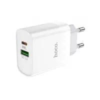 Travel Charger Hoco. DC82 1xUSB-C PD20W 1xUSB-A 18W QC White