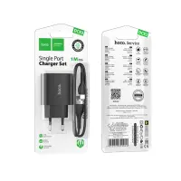 Travel Charger Hoco. DC93 1xUSB-A 5V 2.1A with USB-A to USB-C Cable Black