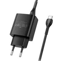 Travel Charger Hoco. DC93 1xUSB-A 5V 2.1A with USB-A to USB-C Cable Black