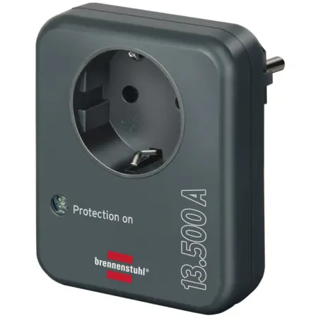 Adapter Brennenstuhl with 1 Socket 230V Protection Indicator and Overvoltage Protection up to 13.500A  Black