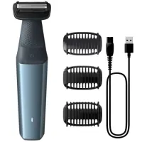 Trimmer Philips BG3027/05 Series 3000 Cordless Waterproof for Body and Face Skin Comfort and 3-Lengths Combs Blue-Black