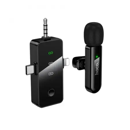 Microphone Wireless Hoco L20B Fair Lavalier USB-C AUX Lightning 2.4Ghz Range 15m Digital Noise Cancellation ENC 7h Usage
