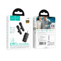Dual Microphones Wireless Hoco L20C Fair Lavalier USB-C AUX Lightning 2.4Ghz Range 15m Digital Noise Cancellation ENC 7h Usage