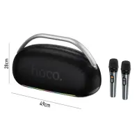 Wireless Speaker Hoco HT2 Melody TWS BT 5.4 6000mAh IPX4 300W with USB MicroSD AUX RGB Lighting and Two Wireless Microphones