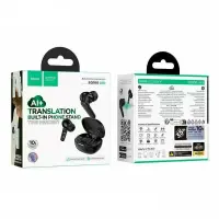 Wireless Hands Free Hoco EQ100 Intelligent TWS Dual Mic v5.4 500mAh 10h Talk Time  and AI Translation in 134 Languages and Built-in Phone Stand Black