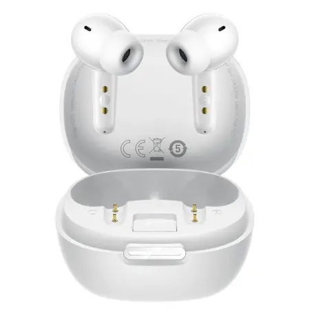Wireless Hands Free Hoco EQ100 Intelligent TWS Dual Mic v6.0 500mAh 10h Talk Time  and AI Translation in 134 Languages and Phone Stand White