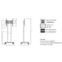 TV Floor Stand Noozy Y609S-2  for 32'' - 55' VESA from 100 x 100mm to 400 x 400mm Maximum weight capacity 25kg