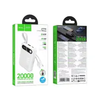 Power Bank Hoco J171A Edge 20000mAh 1xUSB-A 22.5W 1xUSB-C PD20W Digital LED Display with Braided USB-C and Lightning Cables White