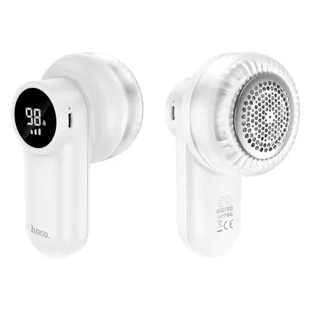 Portable Rechargeable Fabric Shaver Hoco DI69 Six Blades 7800 Rpm 3 Speed Settings and LED Display White